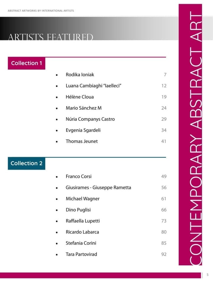 Listado artistas Catálogo Internacional de Arte ABSTRART 3 Listado artistas Catálogo Internacional de Arte ABSTRART 3