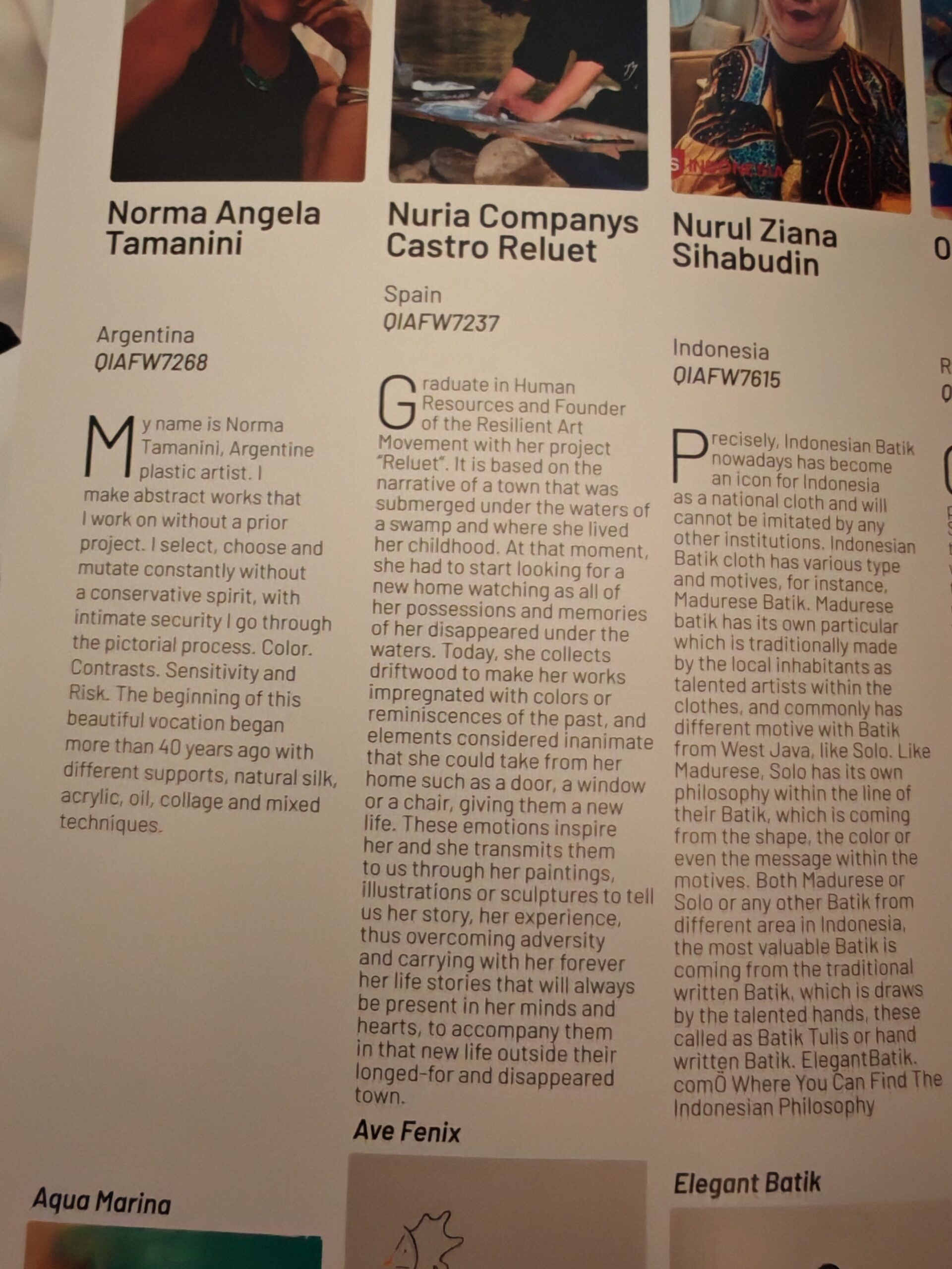 Núria Companys Castro,Reluet, articulo en la publicación recopilatorio de artistas Festival Internacional de Arte en Qatar