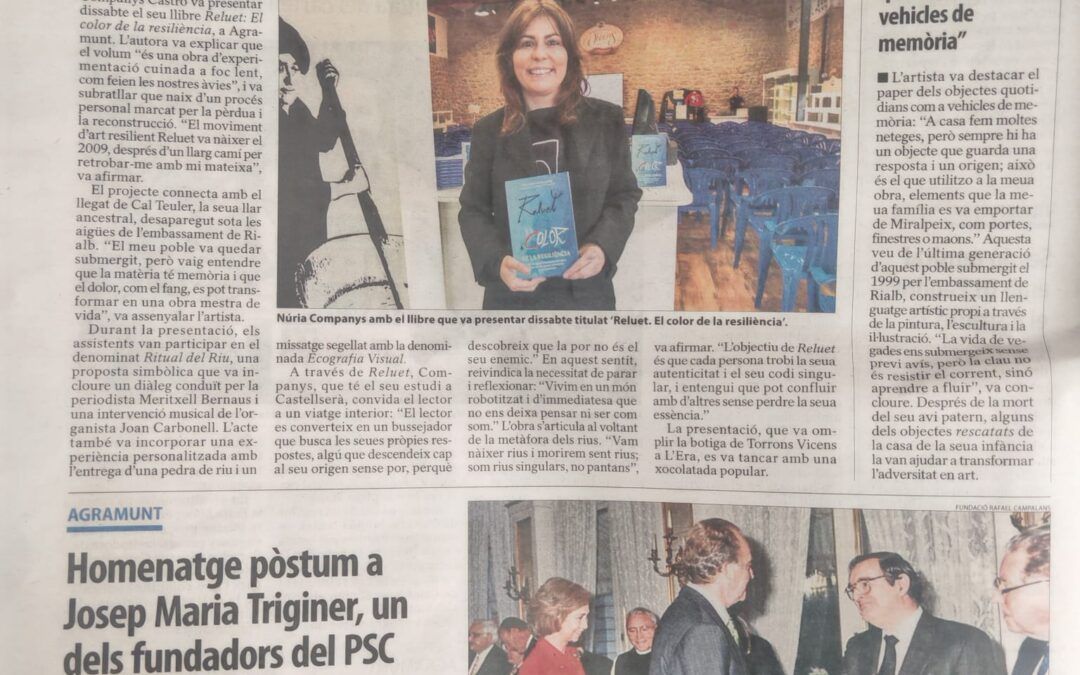 Artículo en el Diario el Segre: Reluet, un viaje de arte y resiliencia