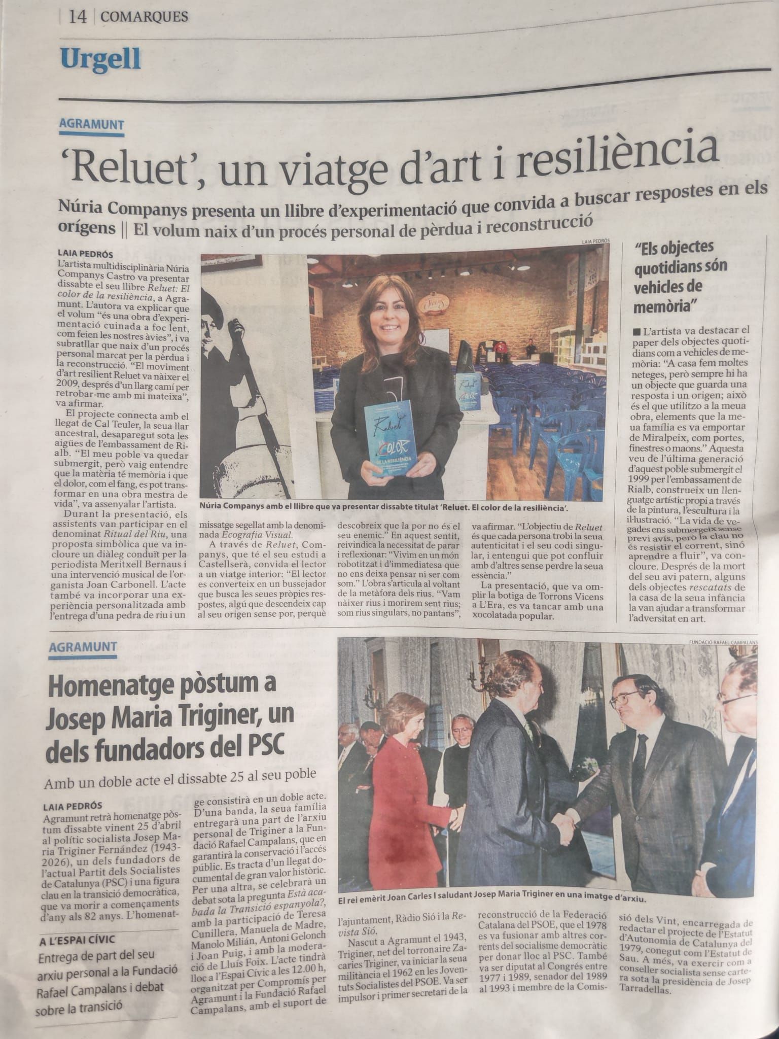 Entrevista en Radio Sió, presentación del libro de Núria Companys Castro "Reluet el color de la resiliencia"